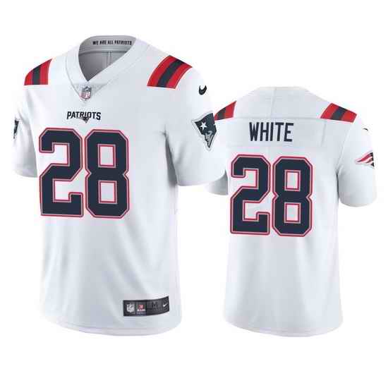 New England Patriots 28 James White Men Nike White 2020 Vapor Limited Jersey